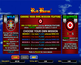 Red Baron Slot Bonus Screen Details