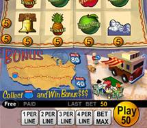 Screenshot of the Bonus Round of Vacation USA Slot