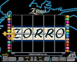 Zorro Bonus Screen